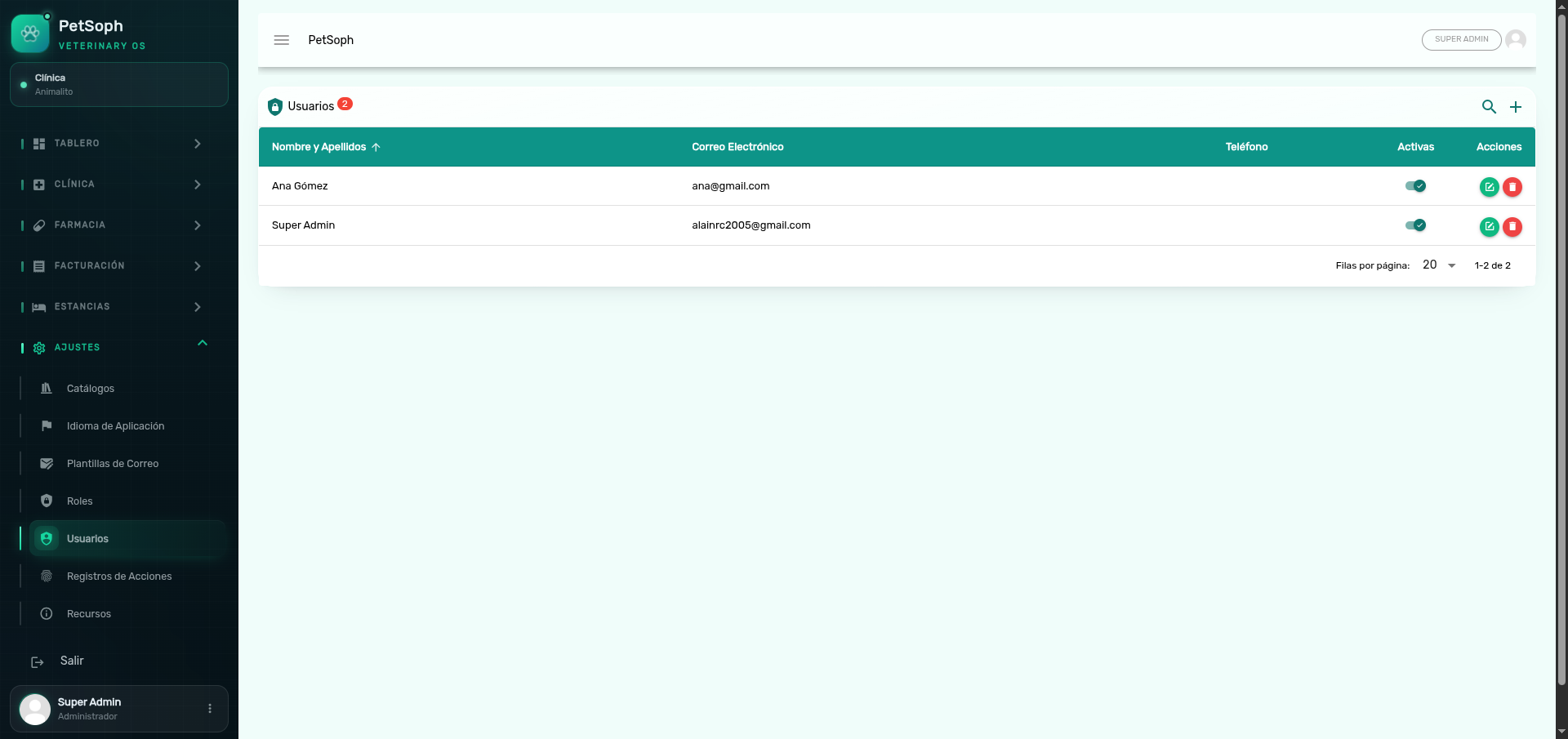 User and staff management