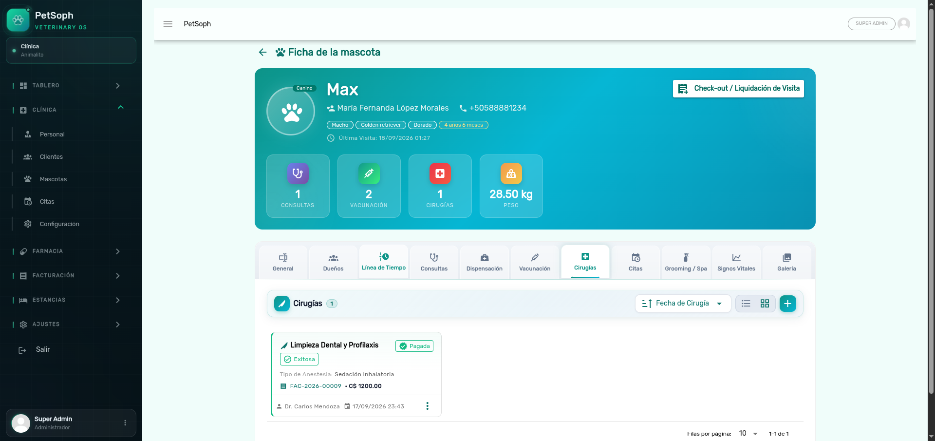 Registro de procedimientos quirúrgicos
