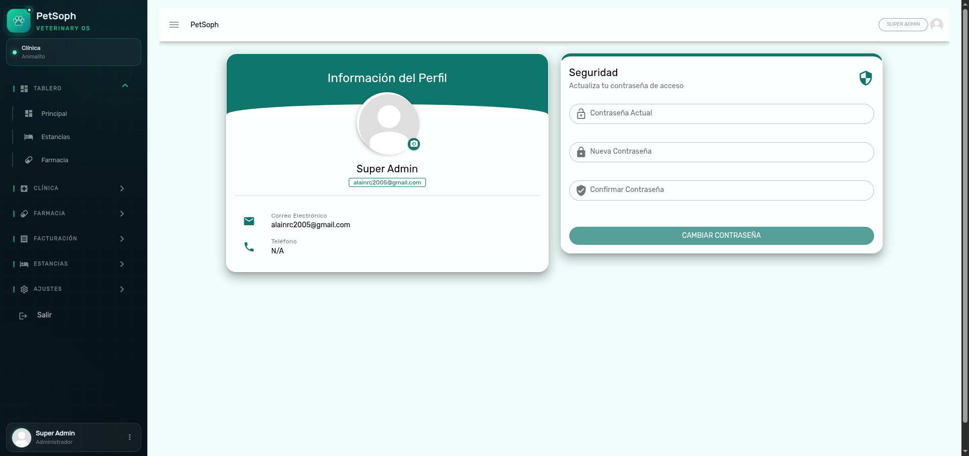 PetSoph user profile and account security