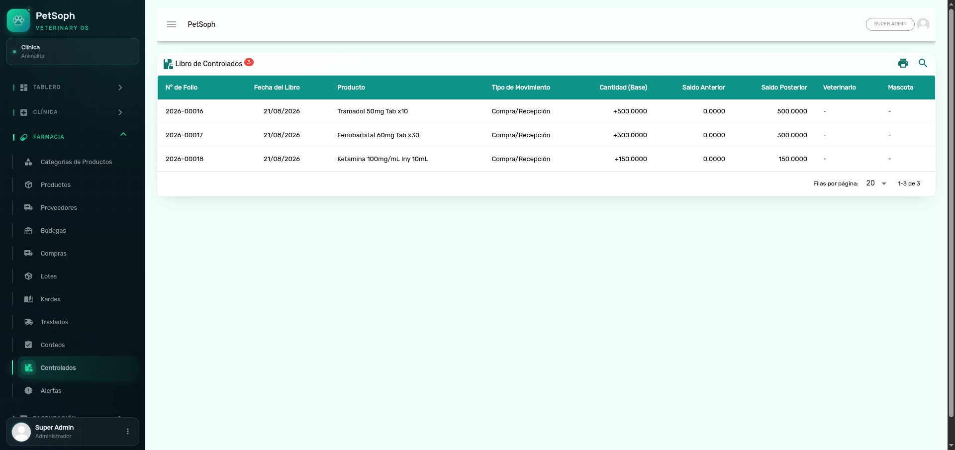 Official Controlled Drugs logbook